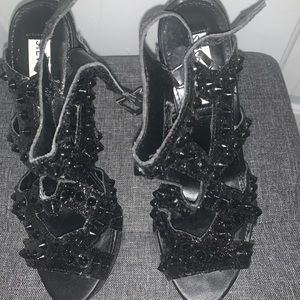 Black spiked Steve Madden heels sequin material